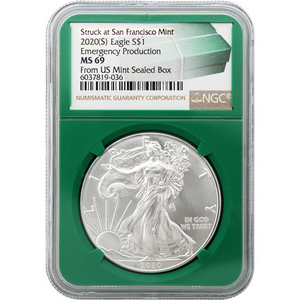 2020(S) Silver American Eagle MS69 NGC Green Core 2020(S) Silver American Eagle MS69 NGC Green Core