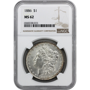 1886 Morgan Silver Dollar MS62 NGC Brown Label