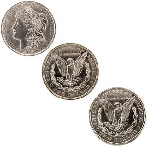 1921 P, D, S Morgan Silver Dollars AU/BU Conditon 3pc