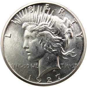 1927 Peace Dollar Silver AU/BU Condition