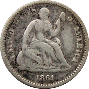 1861 Liberty Seated Half Dime G/VG Condition