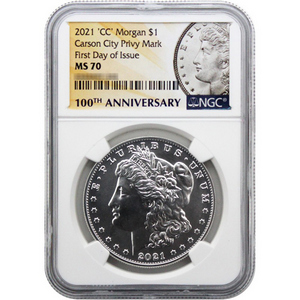 2021 Morgan Silver Dollar With 'CC' Privy Mark MS70 FDI NGC Centennial Label 2021 Morgan Silver Dollar With 'CC' Privy Mark MS70 FDI NGC Centennial Label