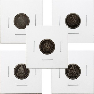 Liberty Seated Dime Date Our Choice 5pc G/VG Condition Liberty Seated Dime Date Our Choice 5pc G/VG Condition
