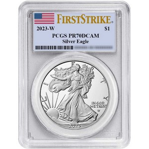 2023 W Silver American Eagle Coin PR70 DCAM FS PCGS Flag Label 2023 W Silver American Eagle Coin PR70 DCAM FS PCGS Flag Label