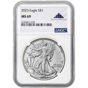 2023 Silver American Eagle MS69 NGC Folds of Honor Label 2023 Silver American Eagle MS69 NGC Folds of Honor Label