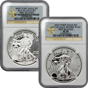 2013 W Silver American Eagle 2pc Silver Set FR NGC Gold Star Labels 2013 W Silver American Eagle 2pc Silver Set FR NGC Gold Star Labels