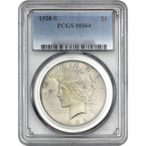 1928 S Peace Silver Dollar MS64 PCGS Blue Label