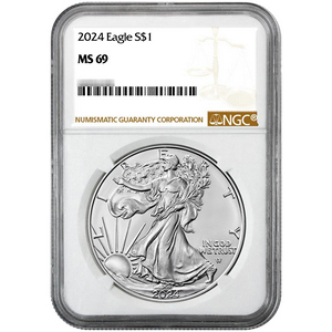 2024 Silver American Eagle Coin MS69 NGC Brown Label