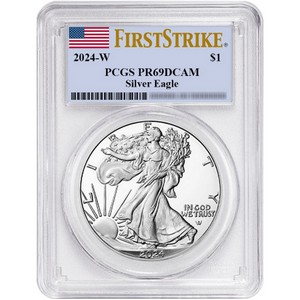 2024 W Silver American Eagle Coin PR69 DCAM FS PCGS Flag Label 2024 W Silver American Eagle Coin PR69 DCAM FS PCGS Flag Label