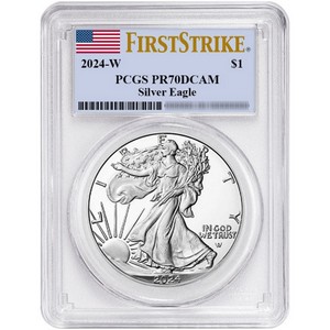 2024 W Silver American Eagle Coin PR70 DCAM FS PCGS Flag Label 2024 W Silver American Eagle Coin PR70 DCAM FS PCGS Flag Label