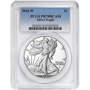2024 W Silver American Eagle Coin PR70 DCAM PCGS Standard Blue Label 2024 W Silver American Eagle Coin PR70 DCAM PCGS Standard Blue Label