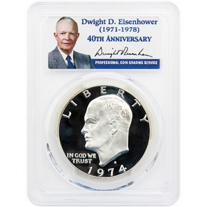 1974 S Silver Eisenhower Dollar MS69 DCAM PCGS Eisenhower Label 1974 S Silver Eisenhower Dollar MS69 DCAM PCGS Eisenhower Label