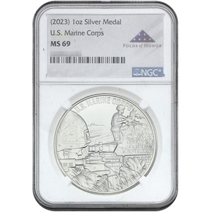 (2023) US Marine Corps Armed Forces Silver Medal 1oz MS69 NGC Folds of Honor Label (2023) US Marine Corps Armed Forces Silver Medal 1oz MS69 NGC Folds of Honor Label