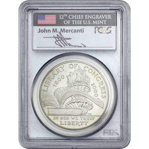2000 Silver Library of Congress Commemorative Dollar MS69 PCGS John Mercanti 2000 Silver Library of Congress Commemorative Dollar MS69 PCGS John Mercanti