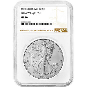 2024 W Burnished Silver American Eagle MS70 NGC Brown Label 2024 W Burnished Silver American Eagle MS70 NGC Brown Label