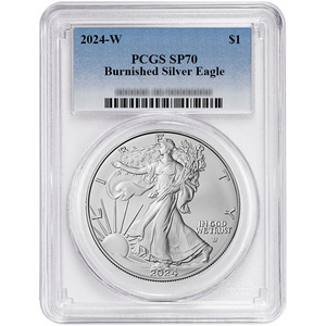 2024 W Burnished Silver American Eagle SP70 PCGS Blue Label 2024 W Burnished Silver American Eagle SP70 PCGS Blue Label