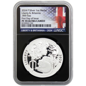2024 Silver Liberty & Britannia PF70 UC FDI NGC Dual Flag Label