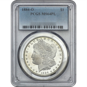 1884 O Morgan Silver Dollar MS64 PL PCGS Blue Label 1884 O Morgan Silver Dollar MS64 PL PCGS Blue Label