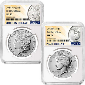 2024 Morgan and Peace Silver Dollar Set MS70 FDI NGC Morgan Peace Dollar Label 2024 Morgan and Peace Silver Dollar Set MS70 FDI NGC Morgan Peace Dollar Label