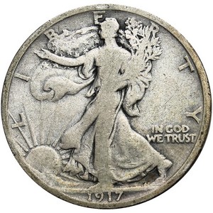 1917 D Silver Walking Liberty Half Dollar Reverse Mintmark G/VG 1917 D Silver Walking Liberty Half Dollar Reverse Mintmark G/VG