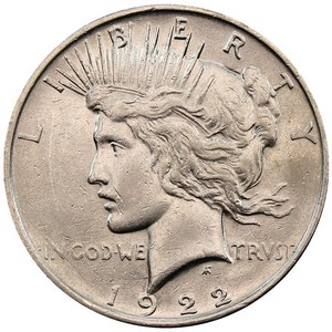 1922 D Peace Silver Dollar AU/BU Condition 1922 D Peace Silver Dollar AU/BU Condition
