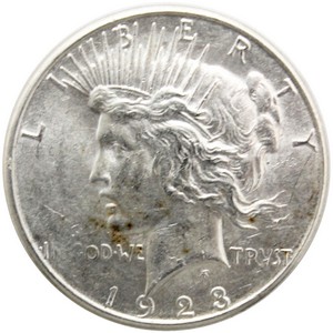 1923 S Peace Silver Dollar AU/BU Condition 1923 S Peace Silver Dollar AU/BU Condition