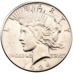 1924 Peace Silver Dollar AU/BU Condition