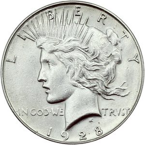1928 S Peace Silver Dollar AU/BU Condition