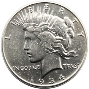 1934 Peace Silver Dollar VG/F Condition