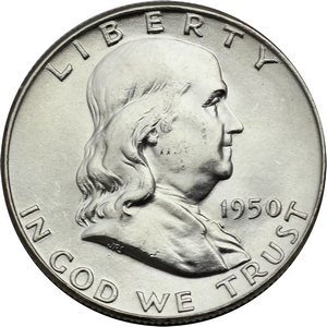 1950 Franklin Silver Half Dollar BU Condition 1950 Franklin Silver Half Dollar BU Condition