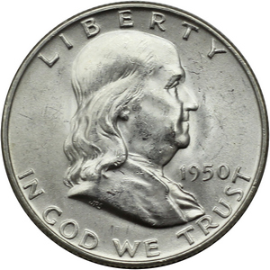 1950 D Franklin Silver Half Dollar BU Condition 1950 D Franklin Silver Half Dollar BU Condition