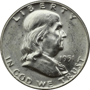 1951 D Franklin Silver Half Dollar BU Condition 1951 D Franklin Silver Half Dollar BU Condition
