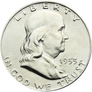 1953 D Silver Franklin Half Dollar BU Condition 1953 D Silver Franklin Half Dollar BU Condition