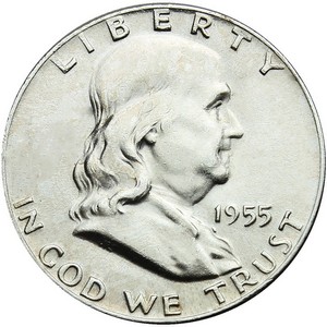 1955 Silver Franklin Half Dollar BU Condition 1955 Silver Franklin Half Dollar BU Condition