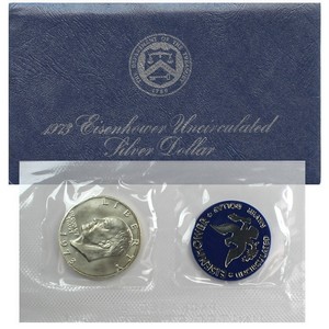 1973 S Eisenhower Silver-Clad Dollar BU in OGP 1973 S Eisenhower Silver-Clad Dollar BU in OGP