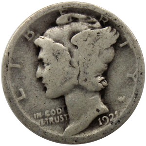 1921 P Silver Mercury Dime AG/G Condition 1921 P Silver Mercury Dime AG/G Condition
