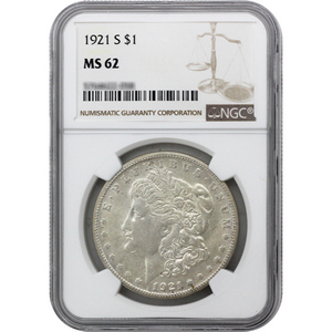 1921 S Morgan Silver Dollar MS62 NGC Brown Label