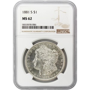 1881 S Morgan Silver Dollar MS62 NGC