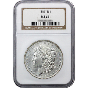 1887 Morgan Silver Dollar MS64 NGC Brown Label