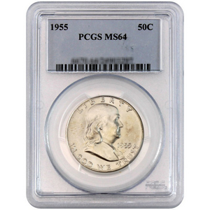 1955 Franklin Silver Half Dollar MS64 PCGS Blue Label