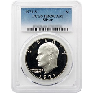 1971-S Eisenhower Dollar 40% Silver PR69 DCAM PCGS 1971-S Eisenhower Dollar 40% Silver PR69 DCAM PCGS