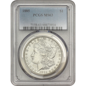 1885 Morgan Silver Dollar MS63 PCGS Blue Label