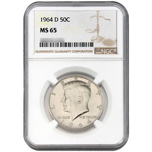 1964 D Silver Kennedy Half Dollar MS65 NGC Brown Label 1964 D Silver Kennedy Half Dollar MS65 NGC Brown Label
