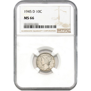 1945 D Silver Mercury Dime MS66 NGC Brown Label