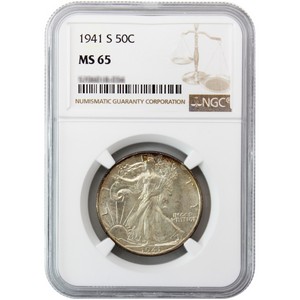 1941 S Walking Liberty Half Dollar Silver MS65 NGC