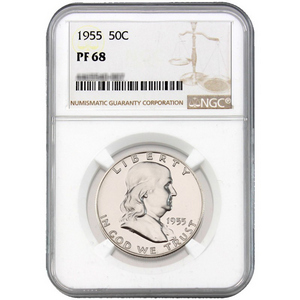 1955 Franklin Silver Half Dollar PF68 NGC Brown Label