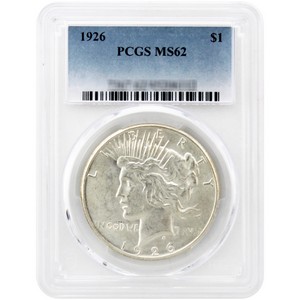 1926 Peace Silver Dollar MS62 PCGS Blue Label