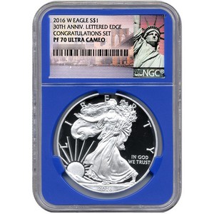 2016 W Congratulations Set Silver American Eagle 30th Anniv PF70 UC NGC Blue Core 2016 W Congratulations Set Silver American Eagle 30th Anniv PF70 UC NGC Blue Core