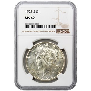 1923 S Peace Silver Dollar MS62 NGC