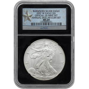 2007 W Burnished SAE Annual Dollar Set MS69 NGC Black Core 2007 W Burnished SAE Annual Dollar Set MS69 NGC Black Core